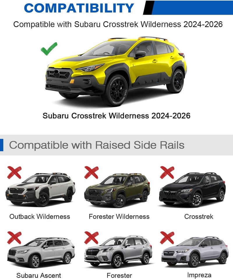 wonderdriver 300lbs Lockable Roof Rack Cross Bars Compatible with Subaru Crosstrek Wilderness 2024 2025 2026 with Raised Side Rails, Heavy Duty Aluminum Roof Rails Crossbars Rooftop Luggage - Image 2